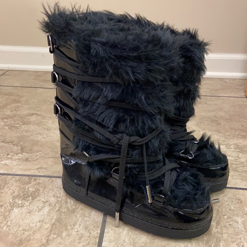 Colin Stuart black furry boots, never worn